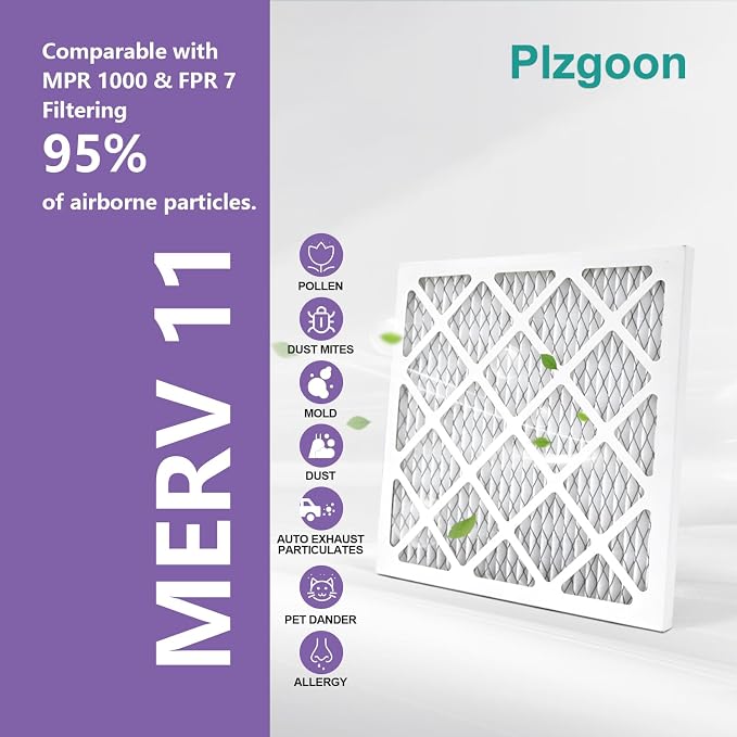 10x10x1 Air Filter MERV 11 MPR 1000 Pleated AC Furnace Filters Replacement - Image 3
