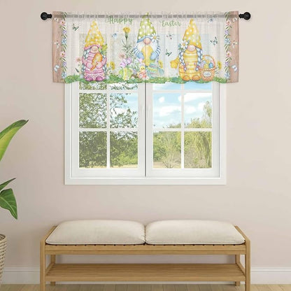 Easter Sheer Valances for Windows 42"x18", Light Filtering Kitchen Curtains - Image 4