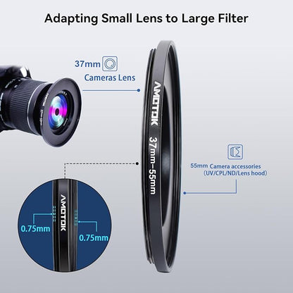 37mm Lens to 55mm Camera Lens Adapter, 37mm to 55mm Filter Step up Ring Adapter - Image 4