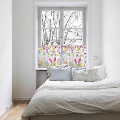 Happy Easter Half Window Curtains 24 Inches Long, Spring Watercolor Bunny Eggs - Image 5