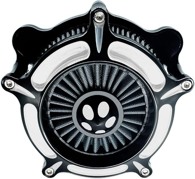 Motorcycle Air Filter Turbine Intake Cleaner Kit Cnc Cut Chrome by Unknown