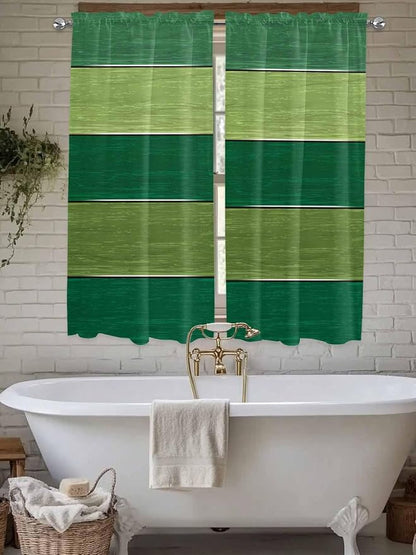 Farm Retro Green Wood Grain Window Valance Curtains, Rustic Wooden Plank by IDOWMAT