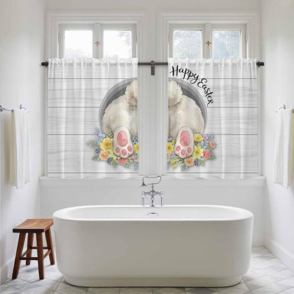 Easter Bunny Kitchen Curtains 45 Inch Long 2 Panel Set, Rod Pocket Window - Image 5