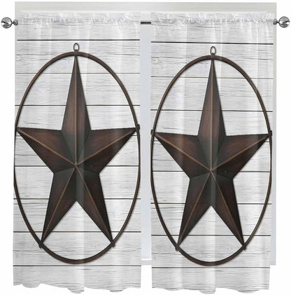 Vintage Farm Western Star Window Valance Curtains, 2 Panel - Image 7