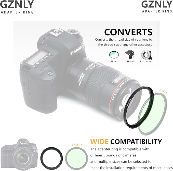 49mm to 67mm Step-up Adapter Rings Filter Adapter Black Metal Step Down Filter - Image 4