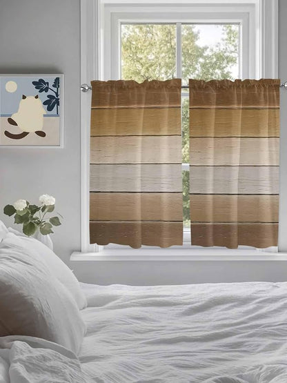 Vintage Brown Gradient Wood Grain Window Valance Curtains, Farmhouse Wood Barn - Image 4