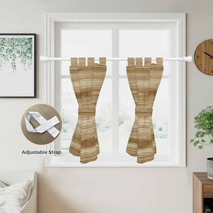 Light Brown Wood Grain Bedroom Curtains 63 Inch Length, Window Curtains Tab Top - Image 5