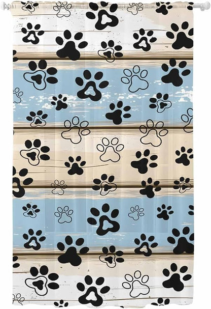 Sheer Curtains 84 Inches Long, Vintage Farmhouse Rustic Wooden Grain Privacy by Unknown