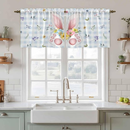 Easter Kitchen Tier Curtains 36 Inch Long 2 Panel Set, Rod Pocket Half Window - Image 3