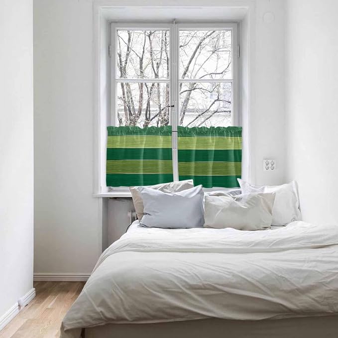 Farm Retro Green Wood Grain Window Valance Curtains, Rustic Wooden Plank - Image 8