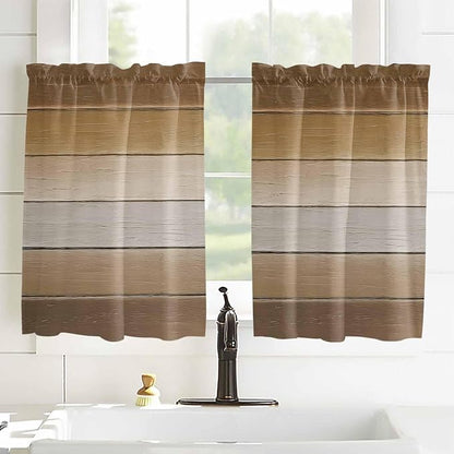 Vintage Brown Gradient Wood Grain Window Valance Curtains, Farmhouse Wood Barn - Image 8
