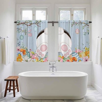 Easter Kitchen Tier Curtains 45 Inch Long 2 Panel Set, Rod Pocket Short Window - Image 5