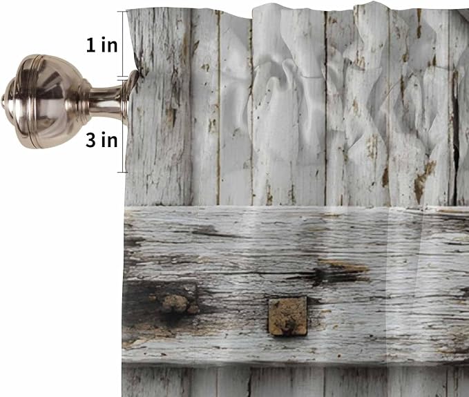 Vintage Gate Kitchen Curtains 45 Inches length, Farmhouse Wooden Grain Shabby - Image 6
