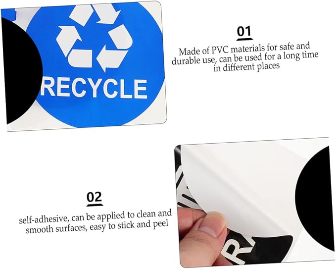 NUOBESTY 8pcs Recycle Sticker for Trash Can Waste Sorting Decals PVC Material - Image 5