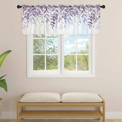 Eucalyptus Leaves Sheer Valance Curtains - Image 4