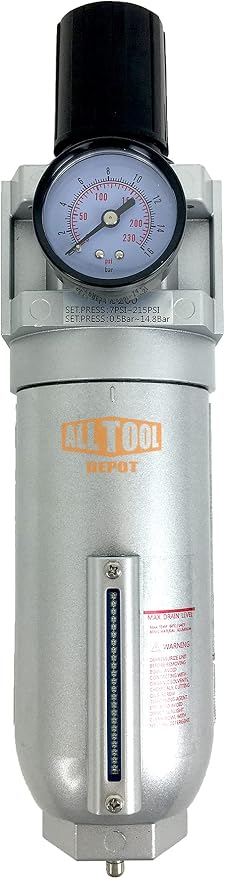 1" NPT SUPER DUTY Compressed Air In Line Filter Regulator Combo Piggyback by AllToolDepot