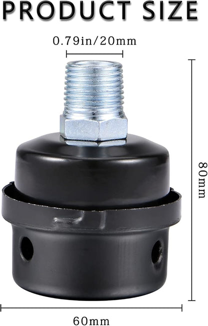 1/2" Thread Male Thread Diameter 20mm Air Compressor Silencer Filter, Thread - Image 3