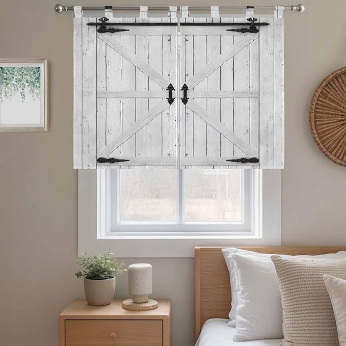 Farmhouse Wood Grain Kitchen Curtains 45 Inch Length, Short Cafe Window - Image 9