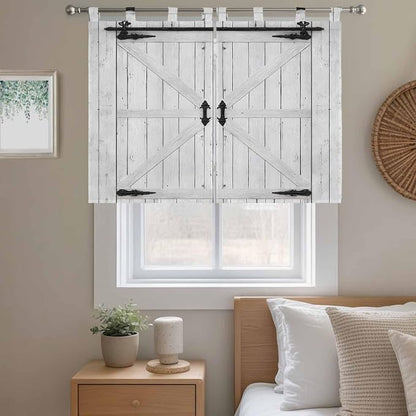 Farmhouse Wood Grain Bedroom Curtains 63 Inch Length, Window Curtains Tab Top - Image 9