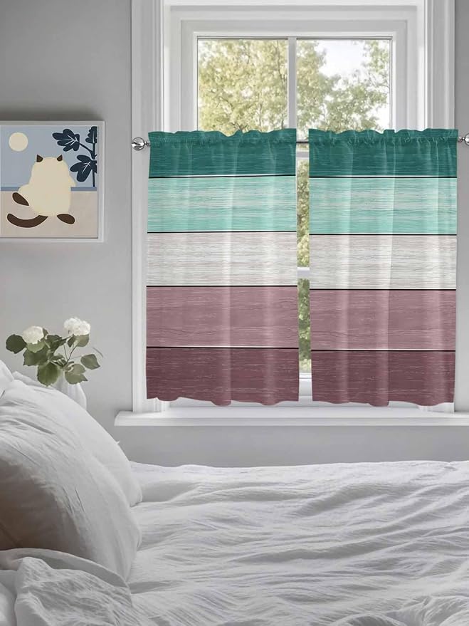 Retro Farm Woodcuts Texture Window Valance Curtains, 2 Panel - Image 4