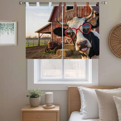 Farm Cows Bedroom Curtains 63 Inch Length, Window Curtains Tab Top, Farmhouse - Image 9