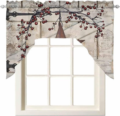 Village Stars Swag Kitchen Curtains Valance and Tier Set, Vintage Rust Yellow by Unknown
