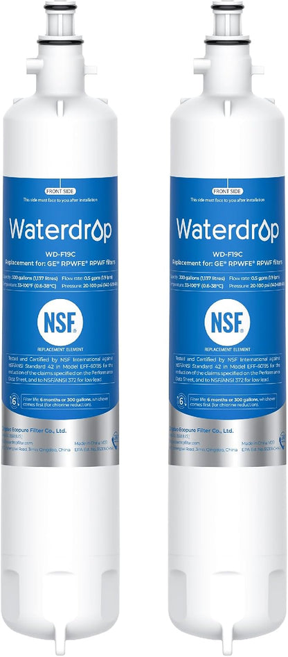 Waterdrop WD-F19C Replacement for GE® RPWFE®, RPWF Refrigerator Water Filter by Waterdrop