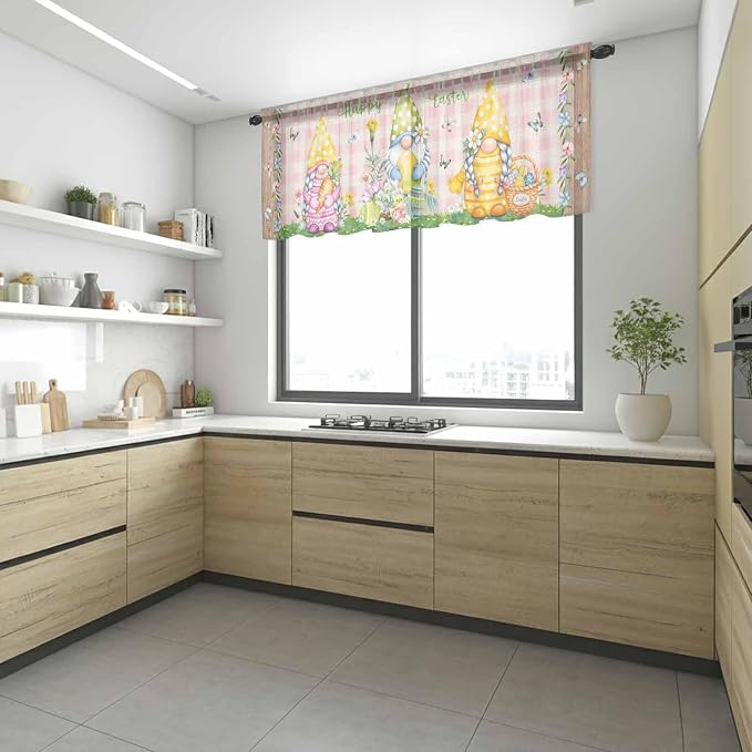 Happy Easter Sheer Valances for Windows 42"x18", Light Filtering Kitchen - Image 6