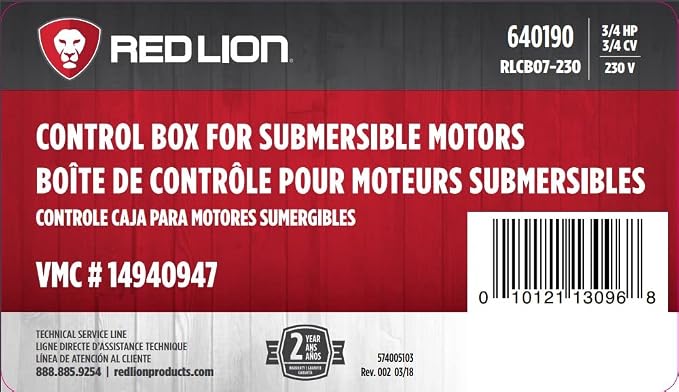 Red Lion RLCB07-230 3/4-HP 230-Volt VMC Control Box - Image 8