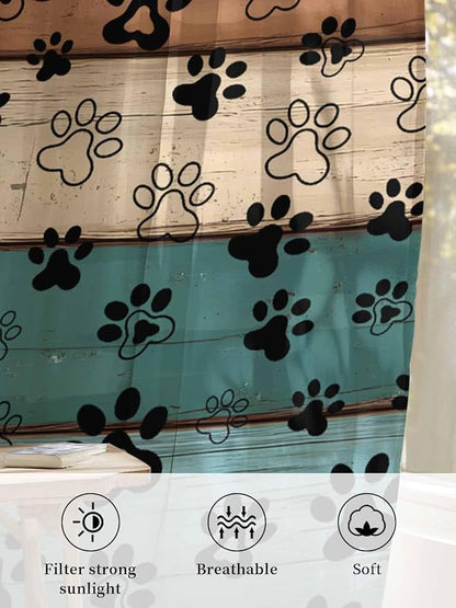 Sheer Curtains 96 Inches Long, Vintage Farmhouse Country Wooden Grain Privacy - Image 6