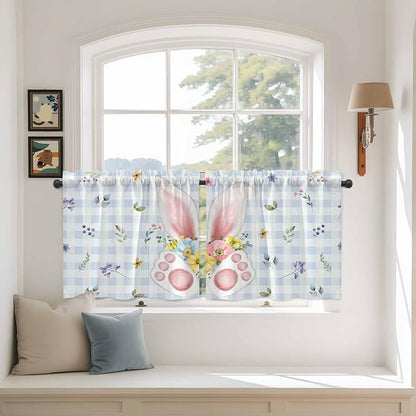 Easter Kitchen Tier Curtains 24 Inch Long 2 Panel Set, Rod Pocket Cafe Small by Unknown