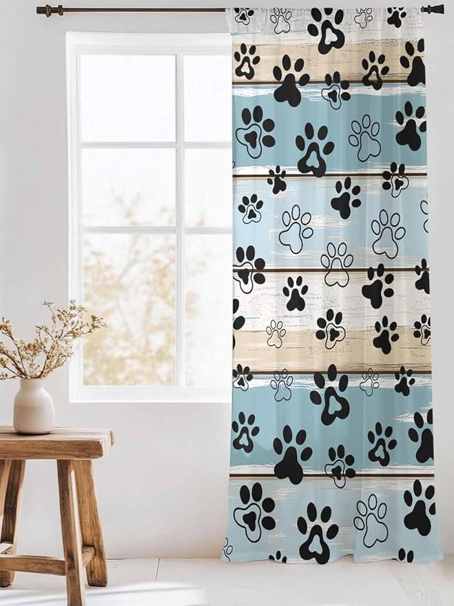 Sheer Curtains 108 Inches Long, Vintage Farmhouse Country Wood Grain Privacy - Image 3