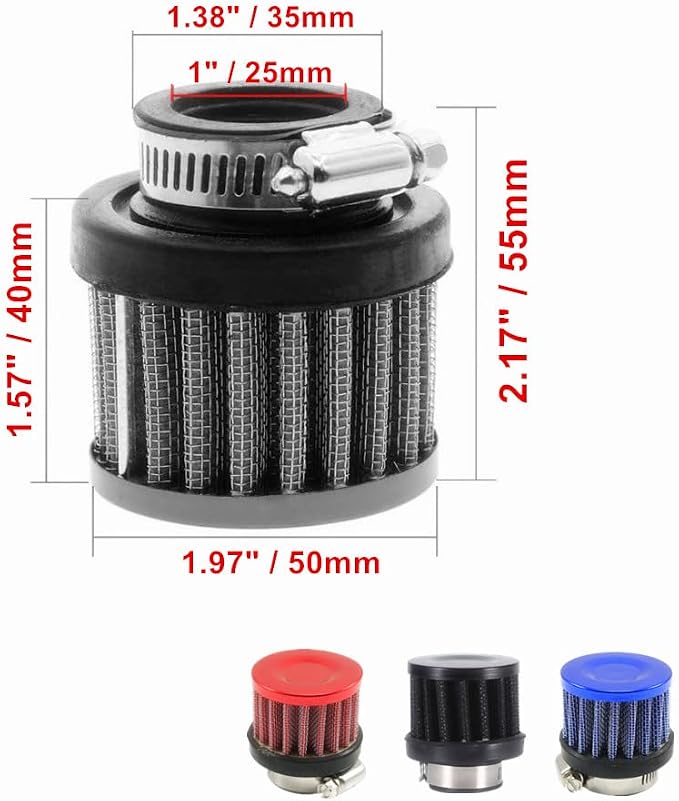 4 Pack ID I inch Air Intake Filter - Image 2