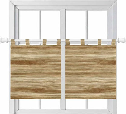 Light Brown Wood Grain Kitchen Curtains 36 Inch Length, Small Window Curtains by Unknown