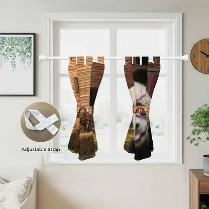 Farm Panda Bedroom Curtains 63 Inch Length, Window Curtains Tab Top, Farmhouse - Image 5