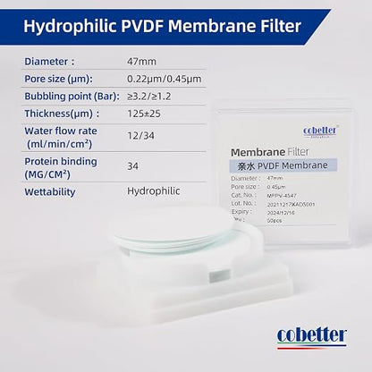 100 Pieces/Pack PVDF Disc Membrane Filters Hydrophilic 47mm Diameter 0.45µm - Image 2