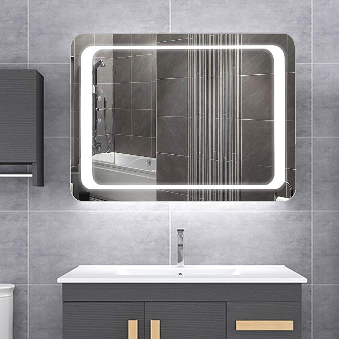 LED Bathroom Mirror with Lights Sensor Switch Bathroom Mirror with Demister Pad - Image 2