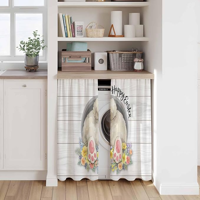 Easter Bunny Kitchen Tier Curtains 45 Inch Long 2 Panel Set, Rod Pocket Short - Image 7