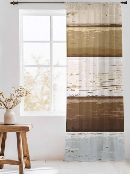 Sheer Curtains 96 Inches Long, Wood Grain Brown Semi Sheer Curtains Light - Image 3