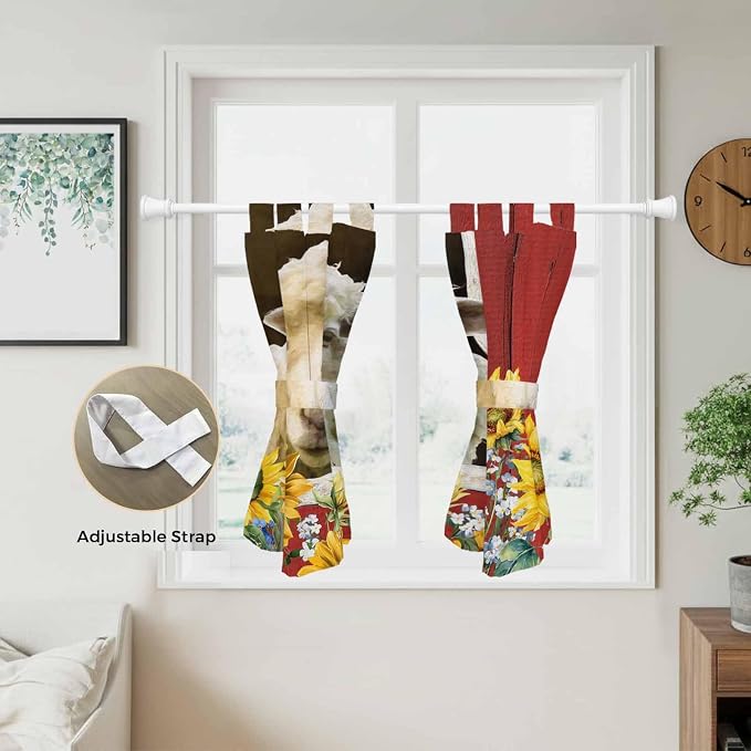 Sheep Flowers Bedroom Curtains 63 Inch Length, Window Curtains Tab Top - Image 5