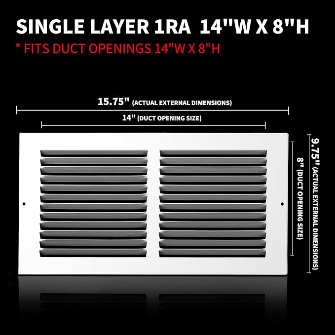 14x8 Vent Cover, Air Return Vent Cover, Flat Vent Cover, Rejillas De Aire - Image 3
