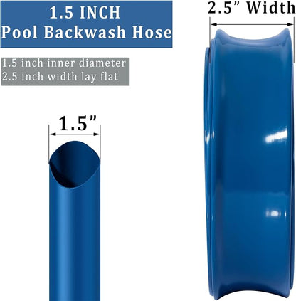 Pool Backwash Hose 1 1/2 inch × 25 ft Thicken Blue Water Discharge Pipe Lay - Image 2