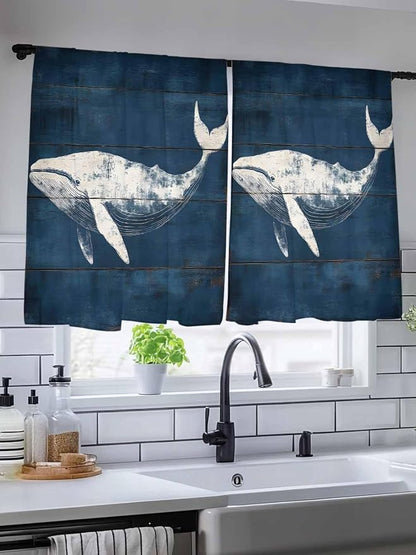 Sheer Curtains 45 Inch Length, Summer Whale Semi Sheer Curtains Light Filtering - Image 5