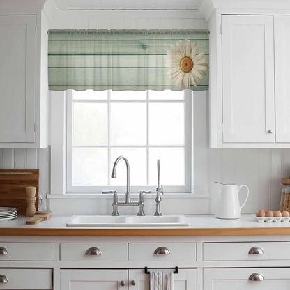 Daisy Flower Sheer Valances for Windows 60"x18", Light Filtering Kitchen - Image 3