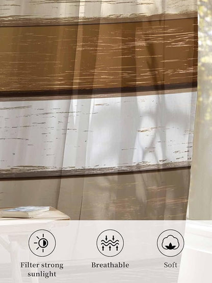 Sheer Curtains 45 Inch Length, Vintage Geometric Brown Semi Sheer Curtains - Image 6