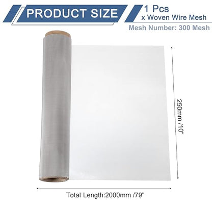 uxcell 300 Mesh 79" x 10" Woven Wire Mesh, 316 Stainless Steel Air Vent Filter - Image 2