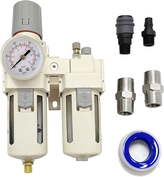 YSIL 1/2" NPT Compressed Air Filter Regulator Lubricator Two Units Combo Air by YSIL