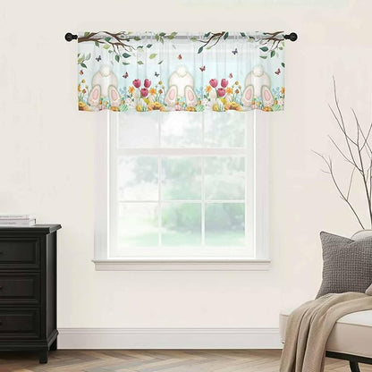 Easter Sheer Valances for Windows 54"x18", Light Filtering Kitchen Curtains - Image 9