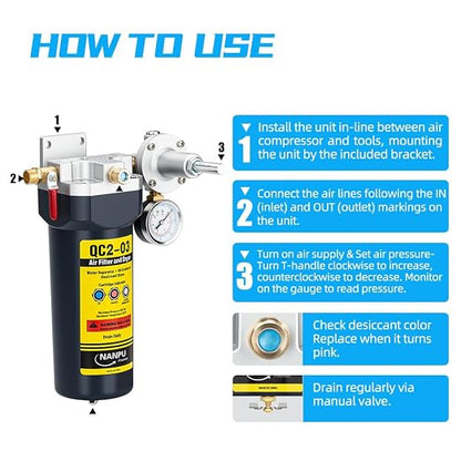NANPU QC2 3/8" NPT Desiccant Air Dryer - Image 4
