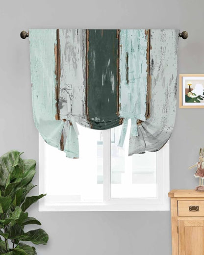 Tie Up Curtains for Windows, Vintage Wooden Retro Art Farmhouse Barns Tie Up by Anzona